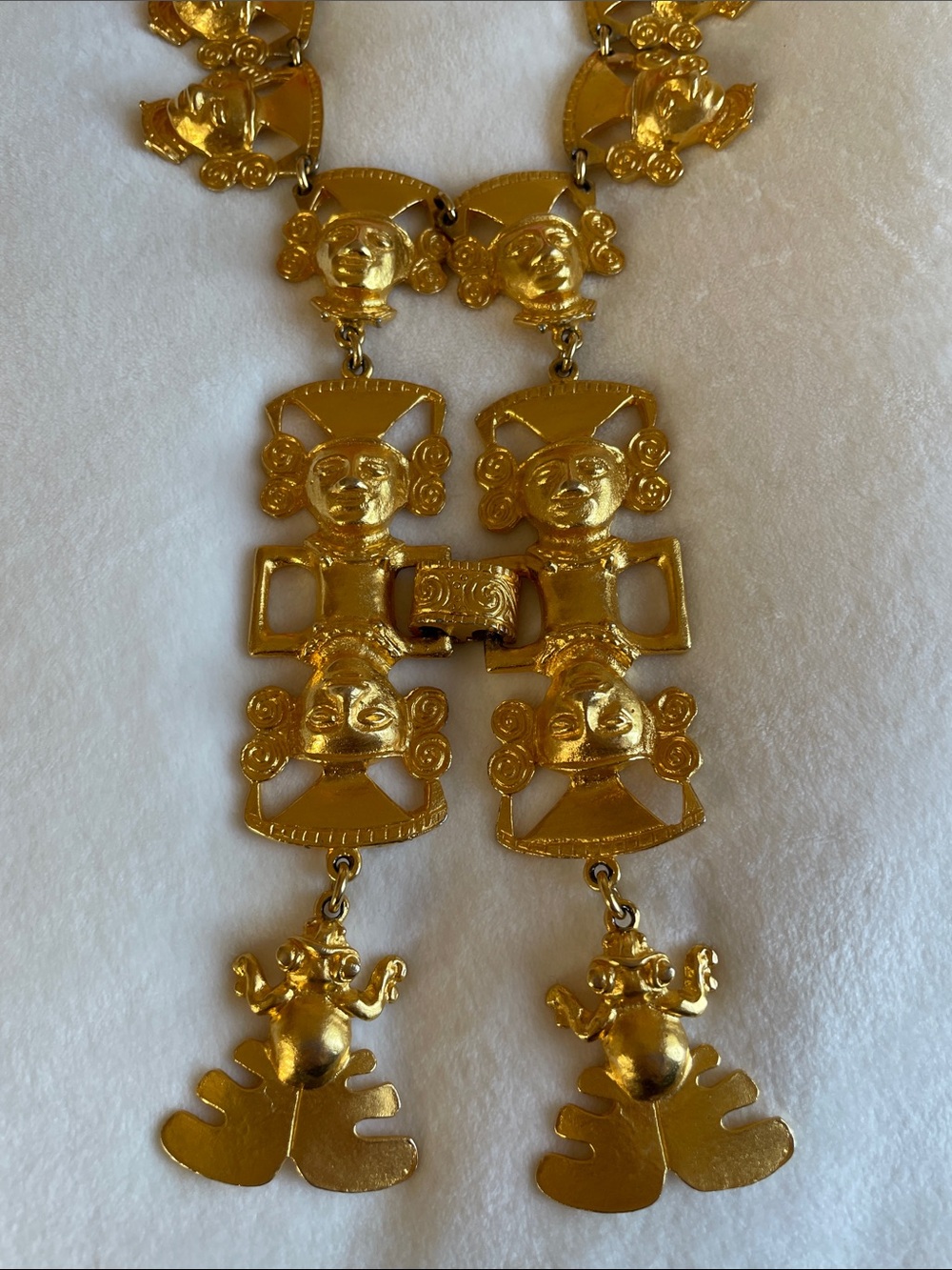Vintage Kenneth Jay Lane Gold Plated Statement Tribal Mayan Necklace - Picture 4 of 13